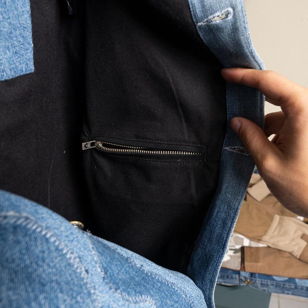 Upcycled patchwork denim jacket - image 6